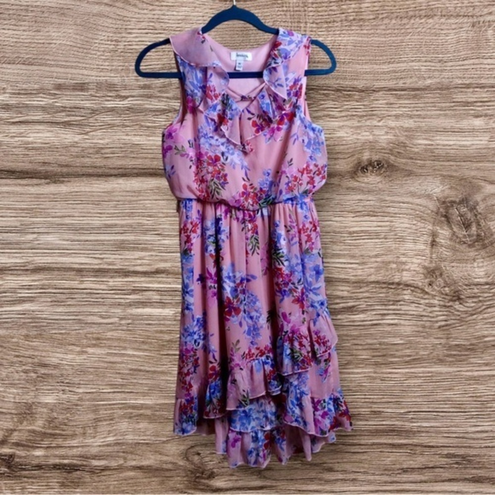 Speechless kids, pink floral high low sleeveless dress. 16.